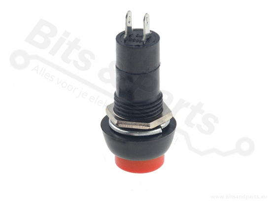Drukcontact  rond 12mm rood 250V/1,5A